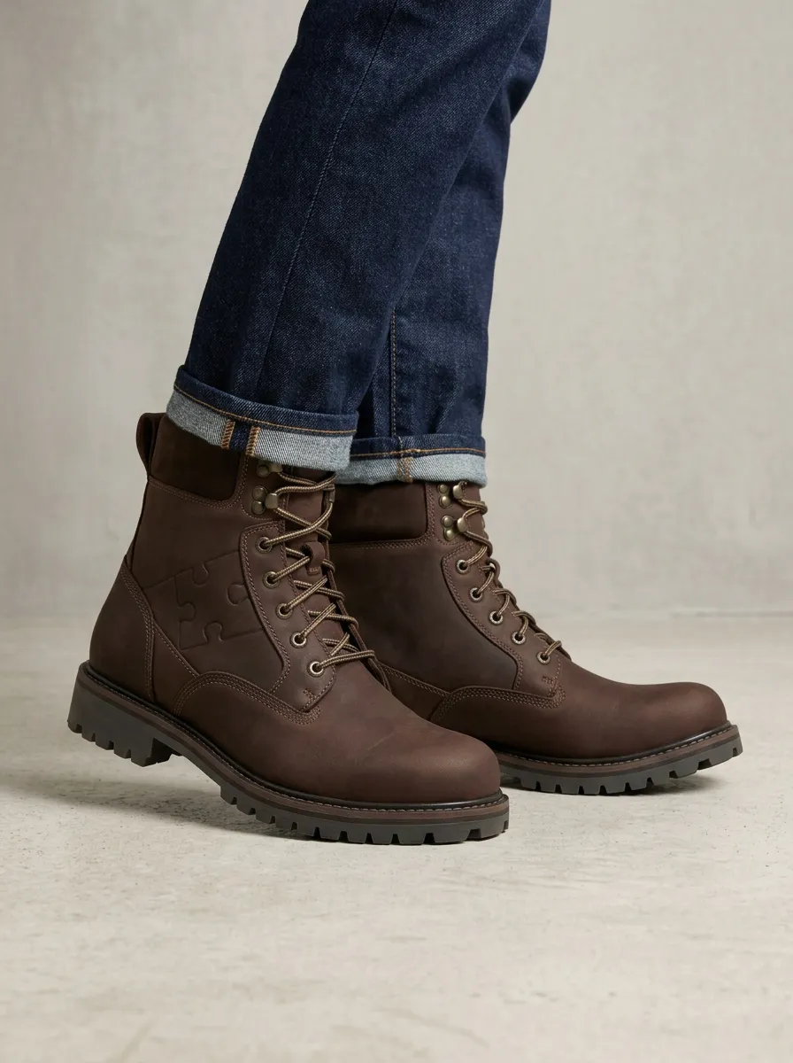 Unisex Autism Awareness Puzzle Piece Embossed Print Work Boots