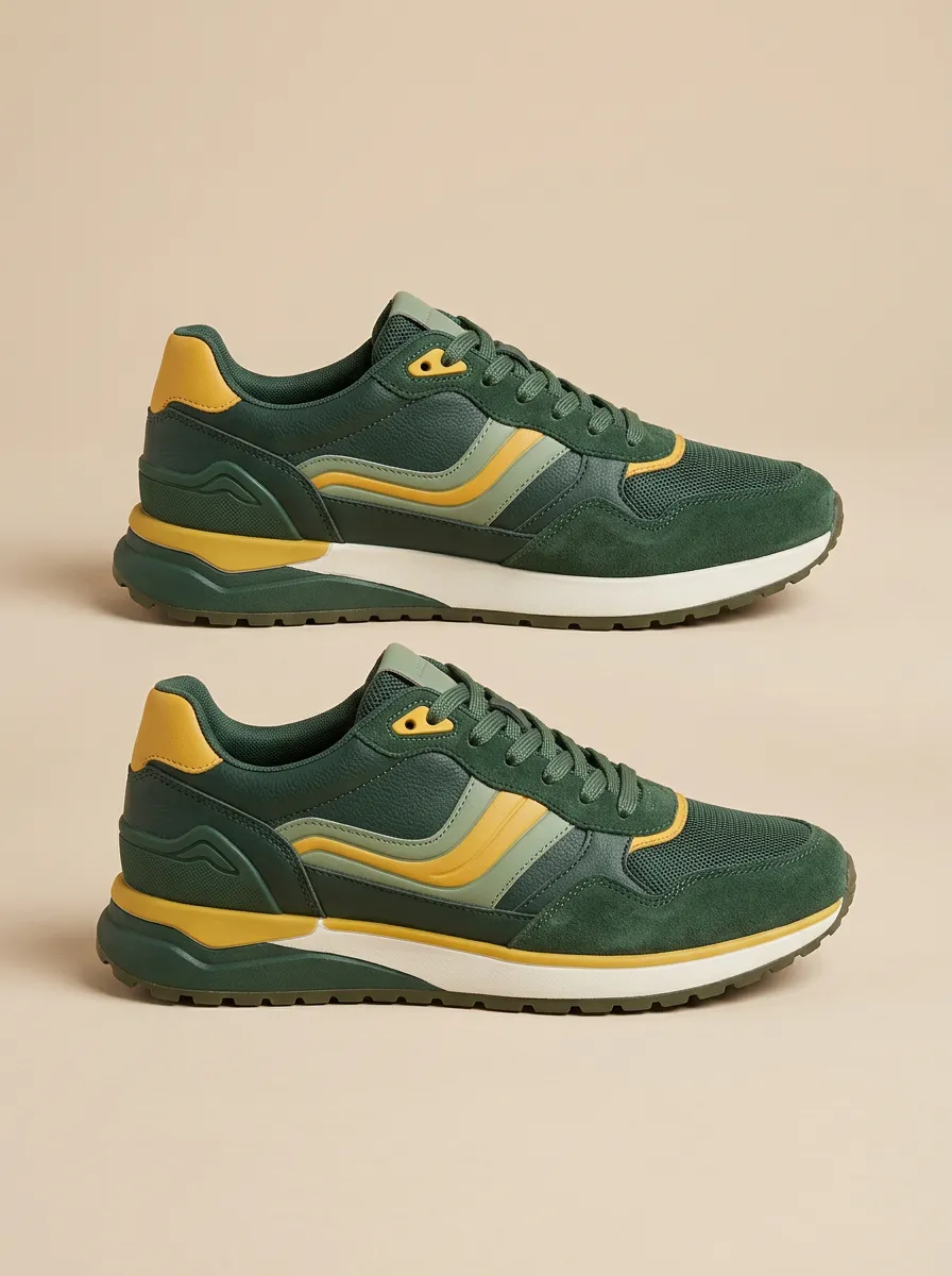 Unisex Everyday Colorblock Suede Mesh Print Sneakers
