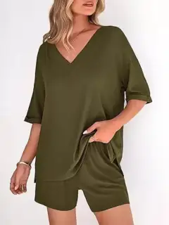 Classic Relaxed Everyday Top and Shorts Matching Set