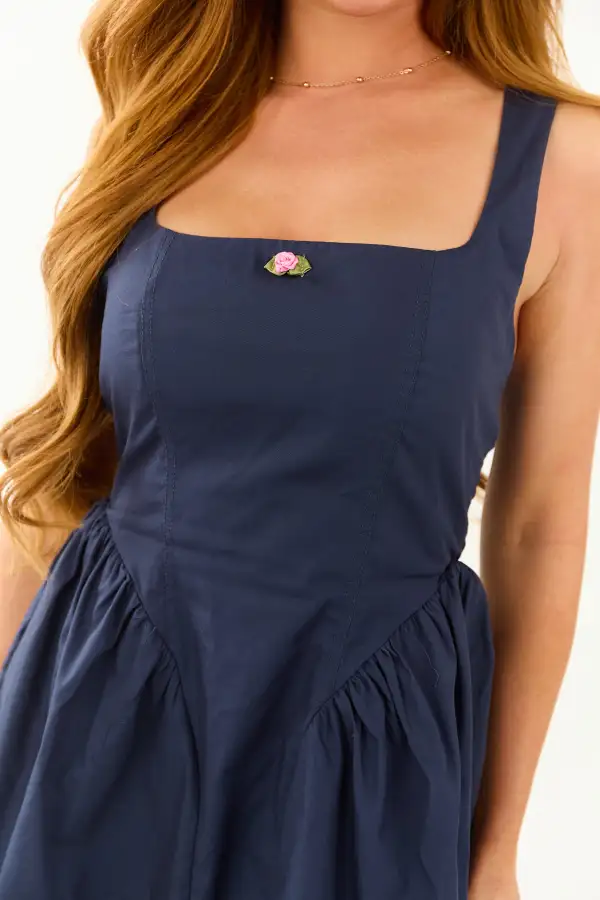Refined Sleeveless Smocked Poplin Cotton Mini Dress