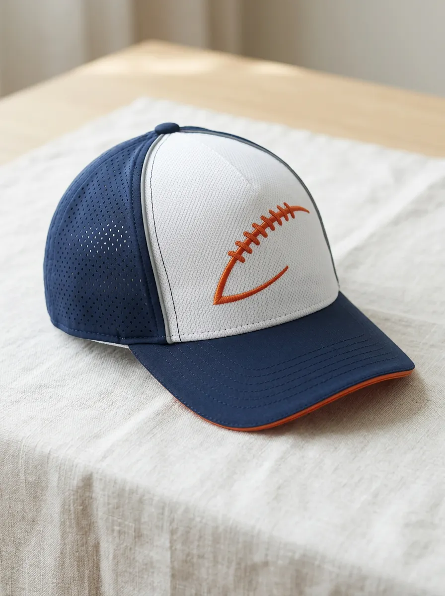 Unisex Football Fan Orange Stitching Embroidered Mesh Cap
