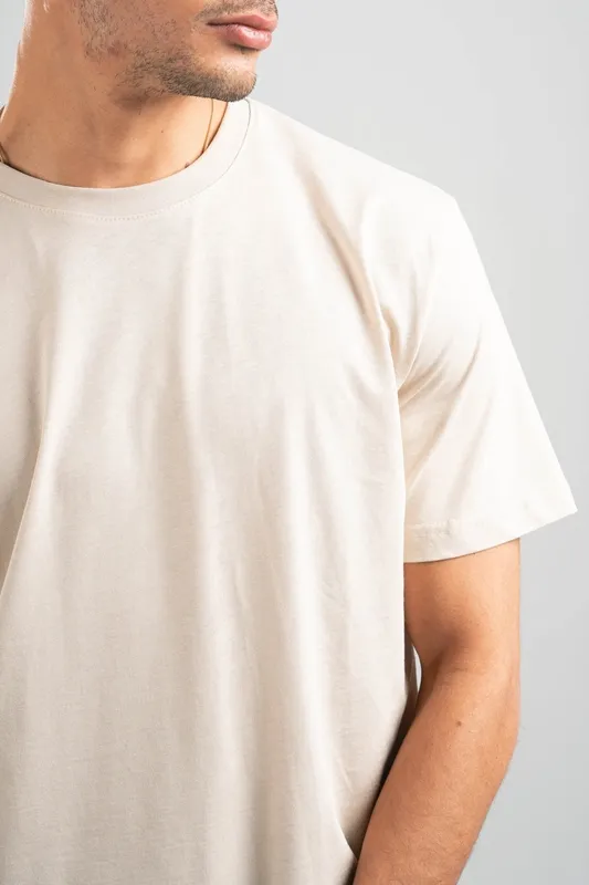Beige Soft Cotton Crewneck Tee
