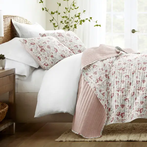 French Jacobean Reversible Quilted Coverlet Set