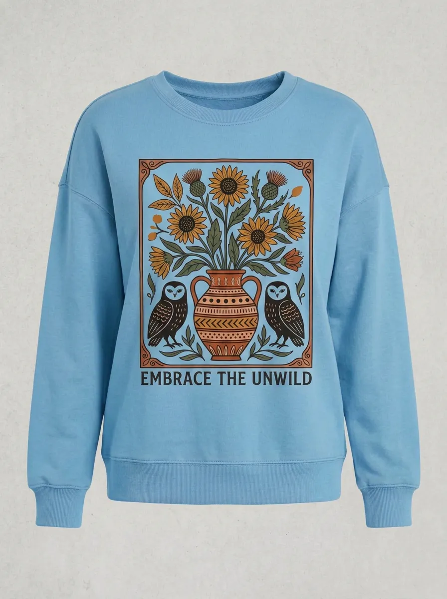 Nature Lover Owl Sunflower Vase Sweatshirt