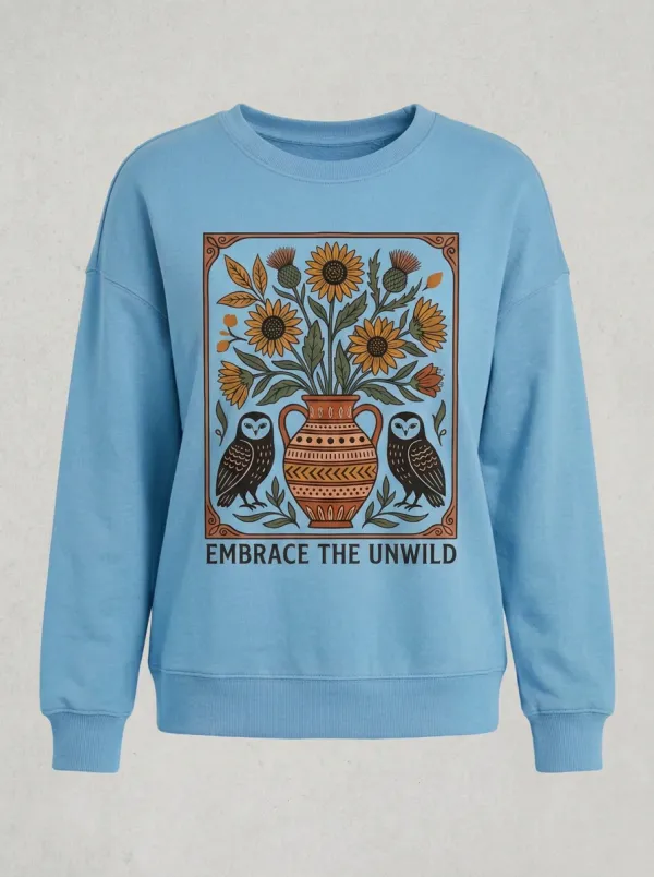 Nature Lover Owl Sunflower Vase Sweatshirt