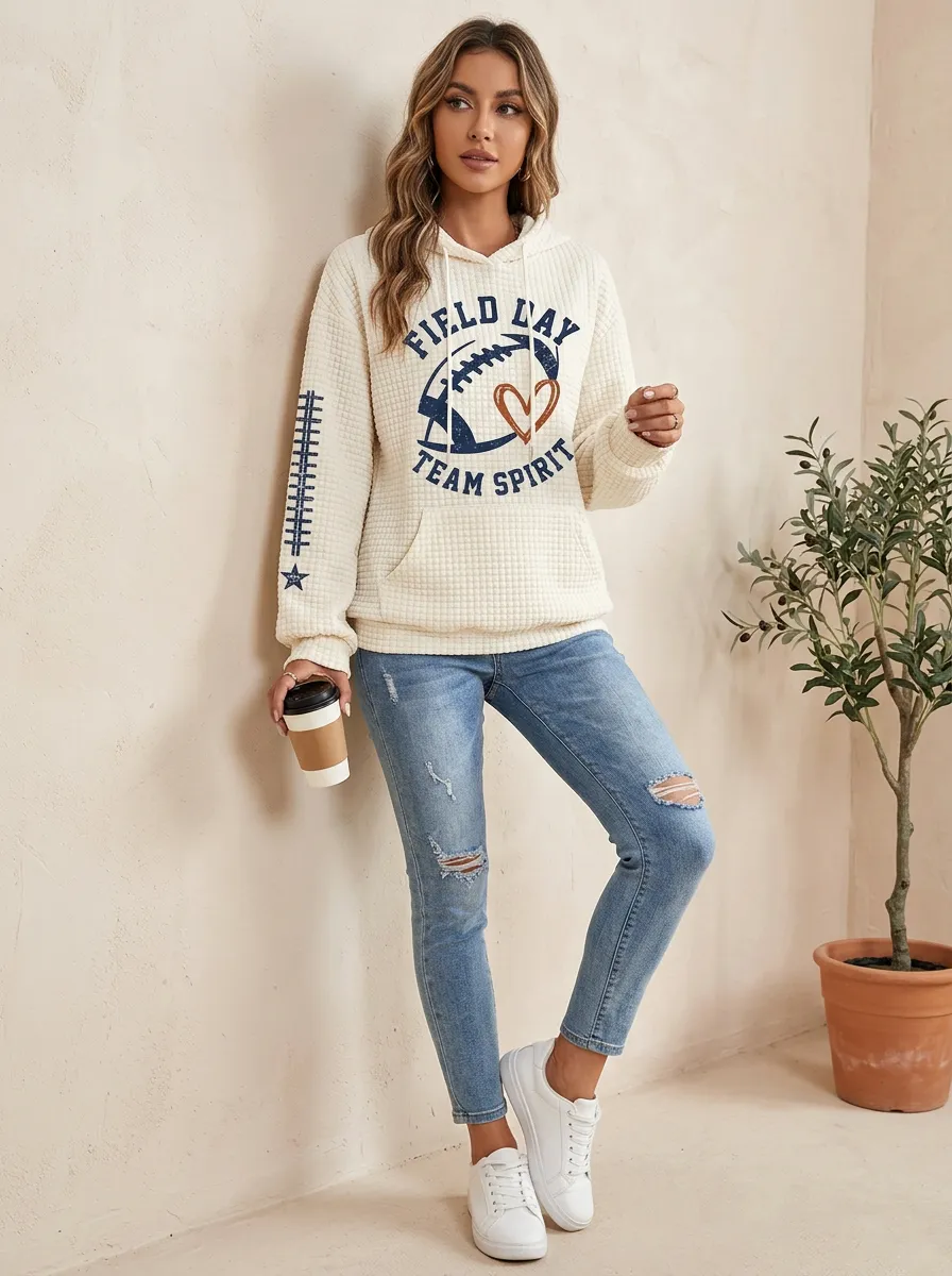 Women's Classic Gridiron Heart Ball Field Graphic Hoodie