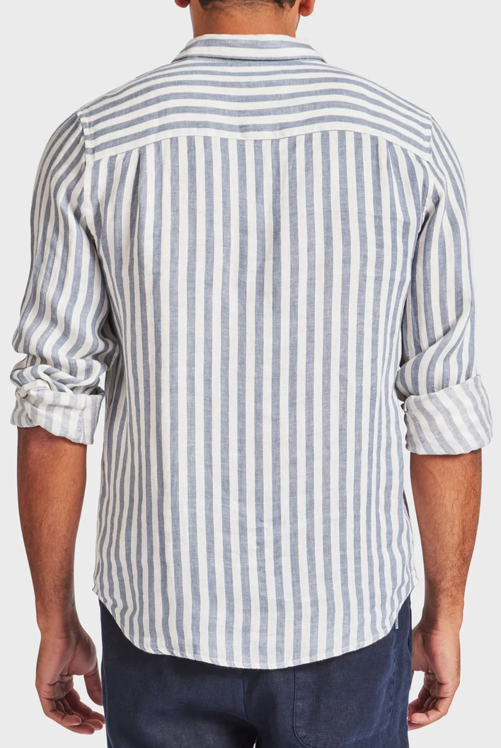 Vertical Stripe Cotton Casual Button Down Shirt