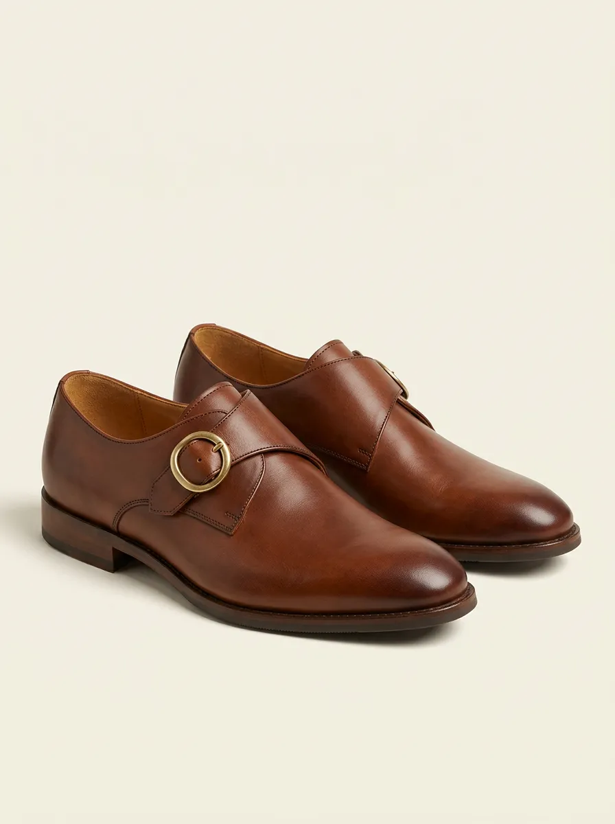 Men's Streamlined Classic Business Leather Single Monk Strap Shoes
