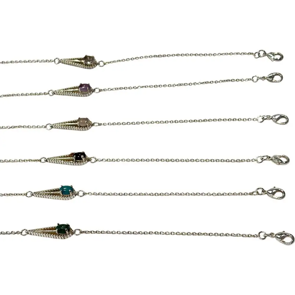 Chain Gemstone -Plated Bracelet