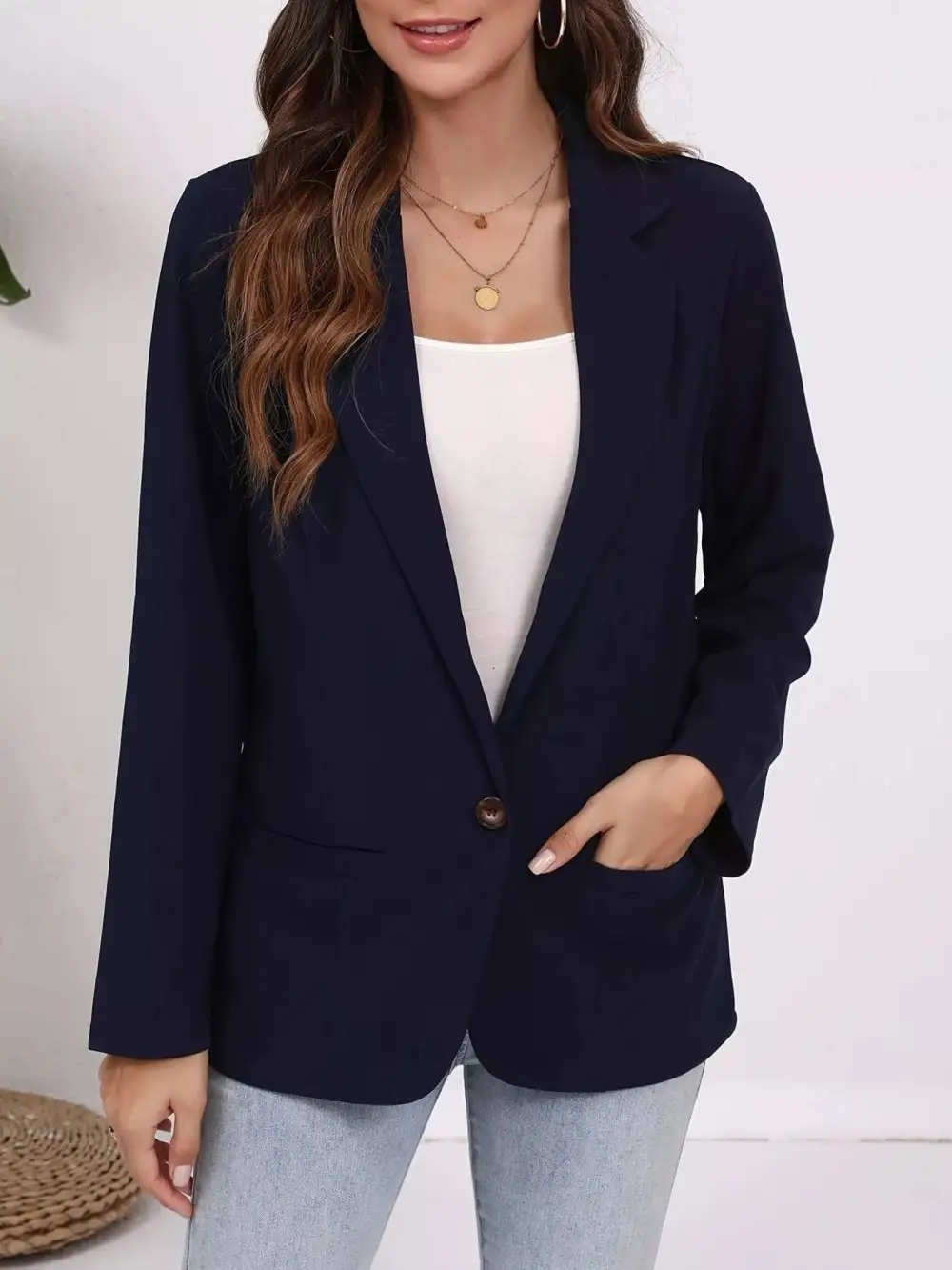 Plus Size Lapel Collar Single-Button