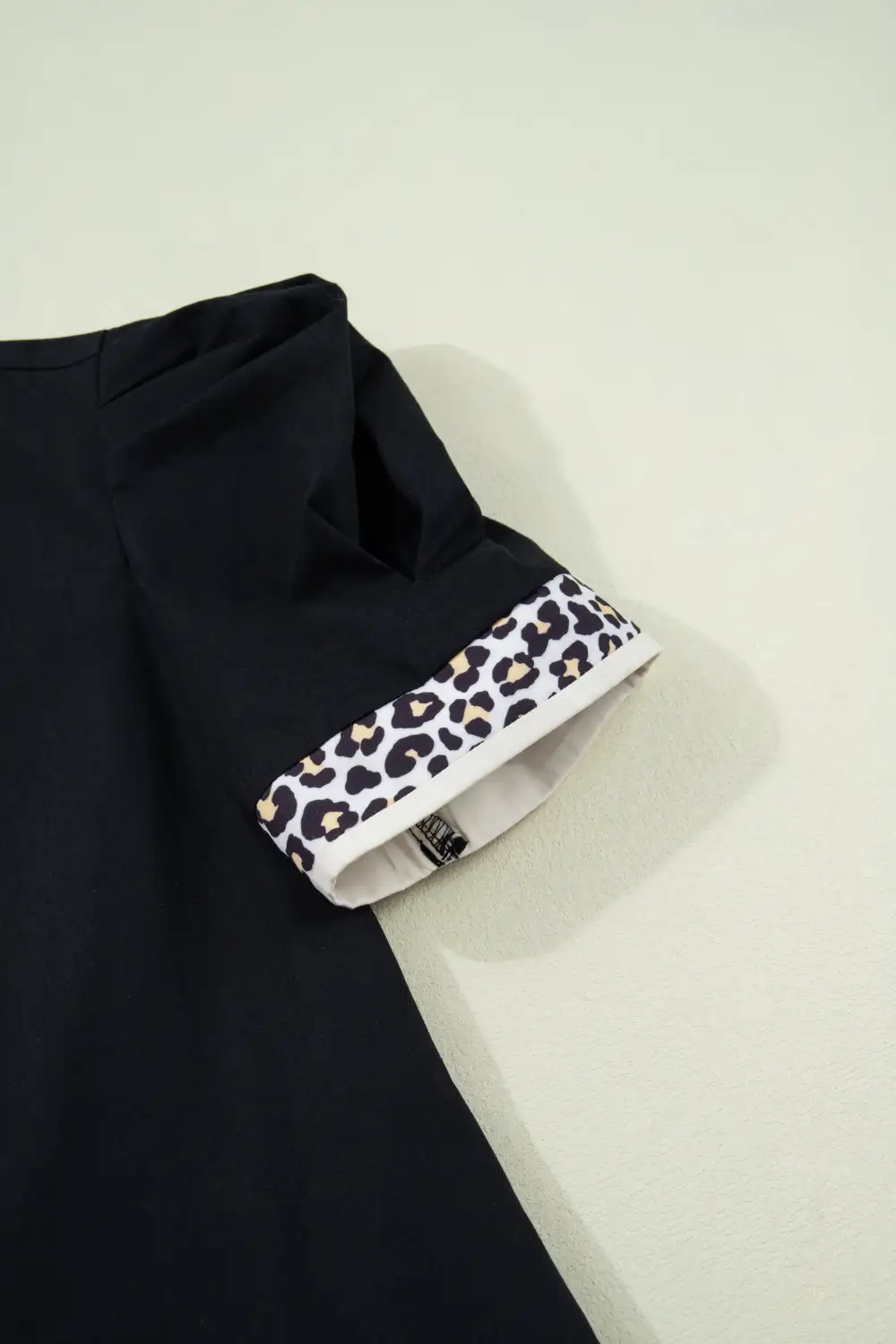 Finish Animal Print Split Neck Puff Sleeve Mini Dress