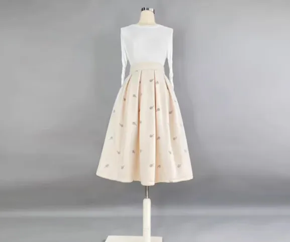 Modern Easy Embroidered High Waist Skirt