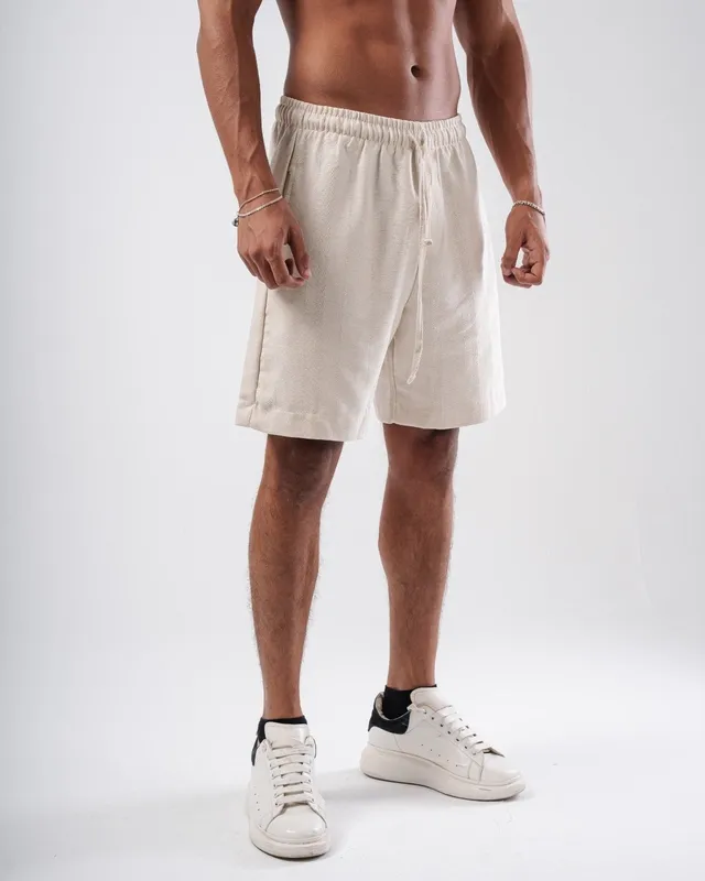 Striped Linen Blend Pull On Shorts