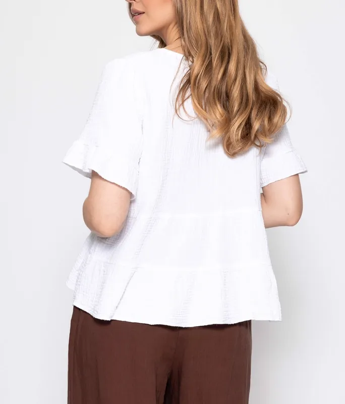 White Deep V Shirt