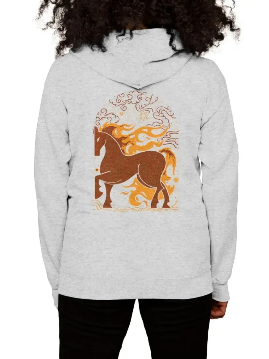Boho Horse Fire Graphic Hoodie