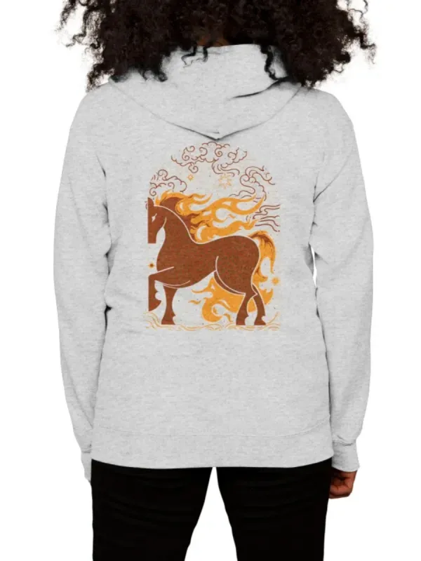 Boho Horse Fire Graphic Hoodie
