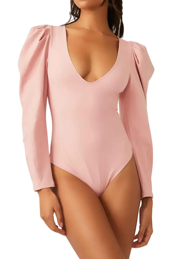 Pleated Long Sleeve Statement Bodysuit