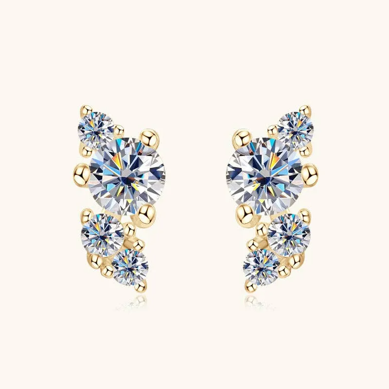 Sculptural Crystal-Look Stud Earrings