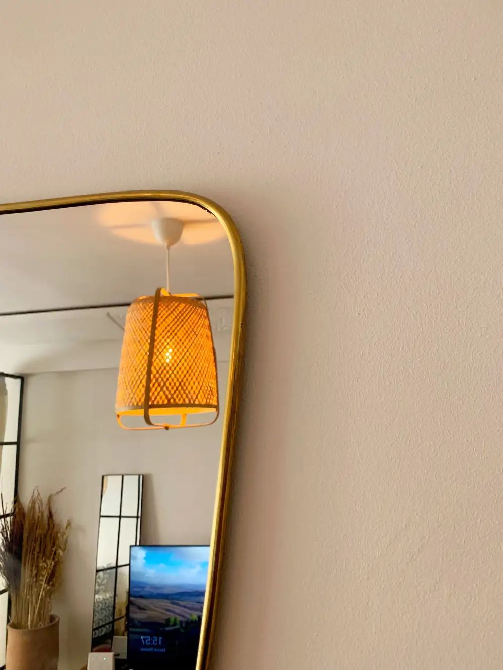 Geometric Triangle Brass Wall Mirror