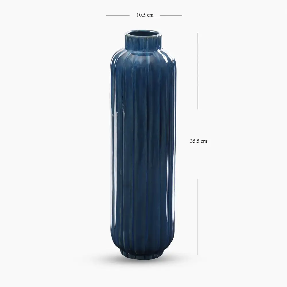 Navy Linear Ceramic Vase