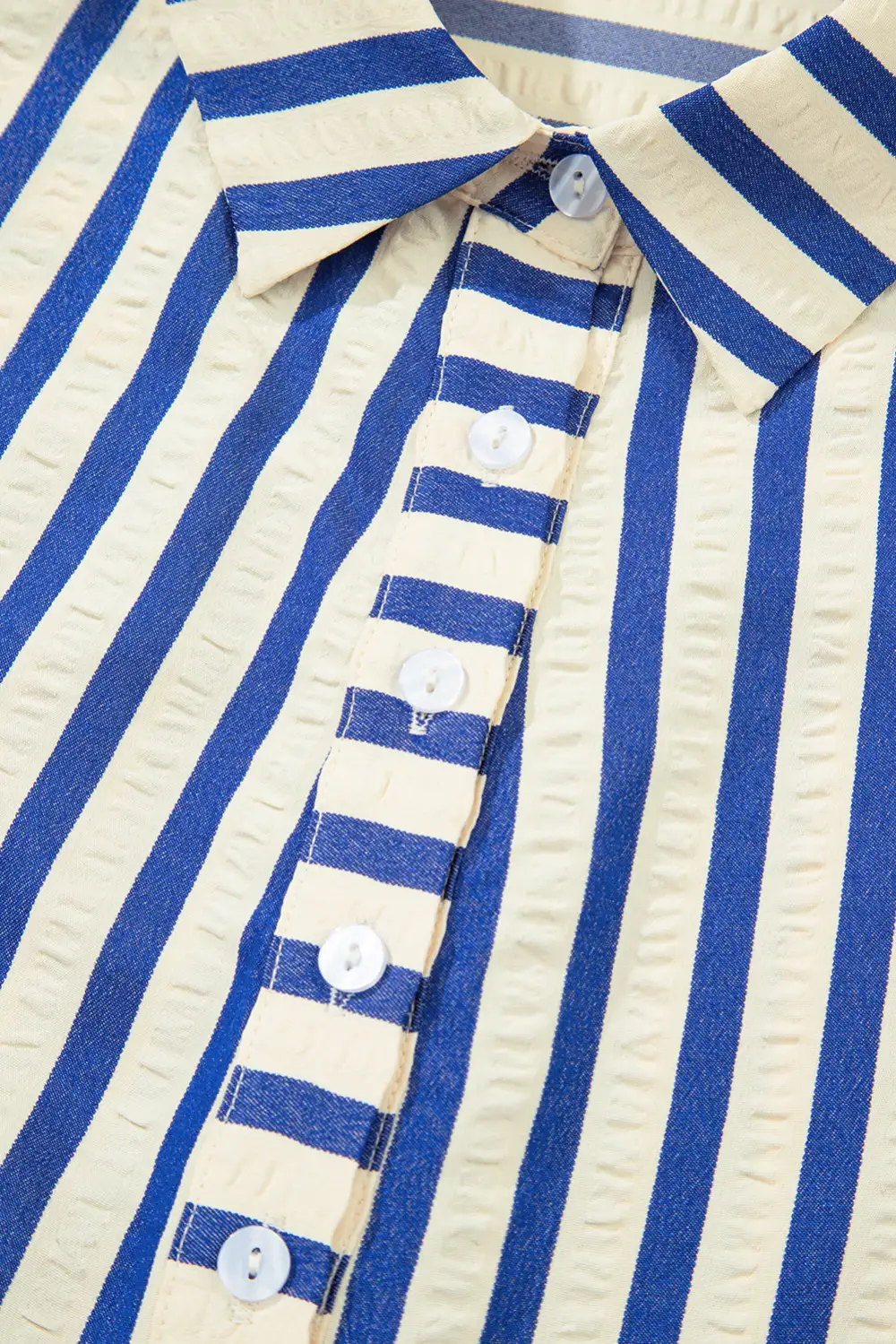 Striped Half Button Pocketed Mini Dress