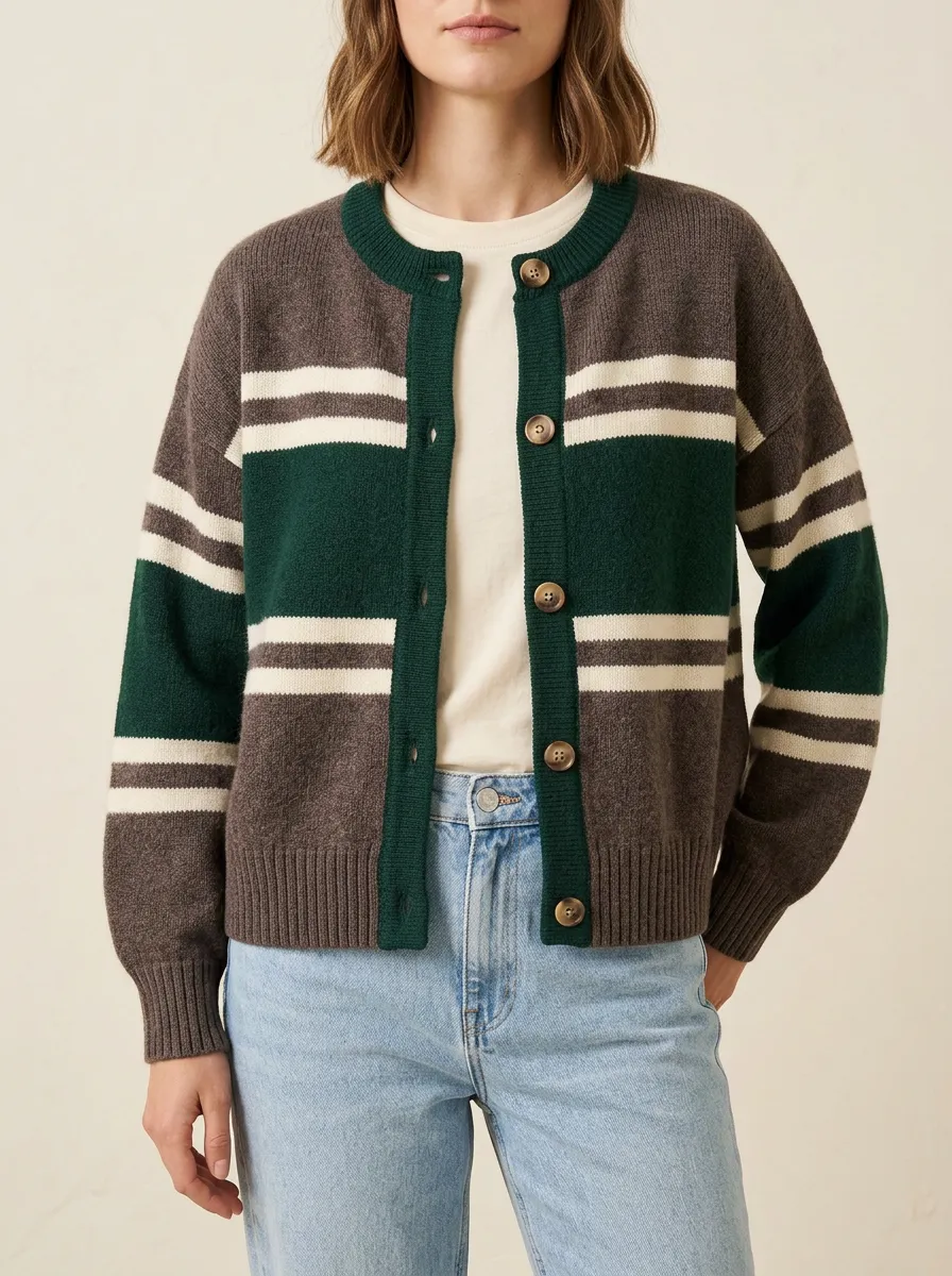 Match Day Rugby Striped Knit Cardigan