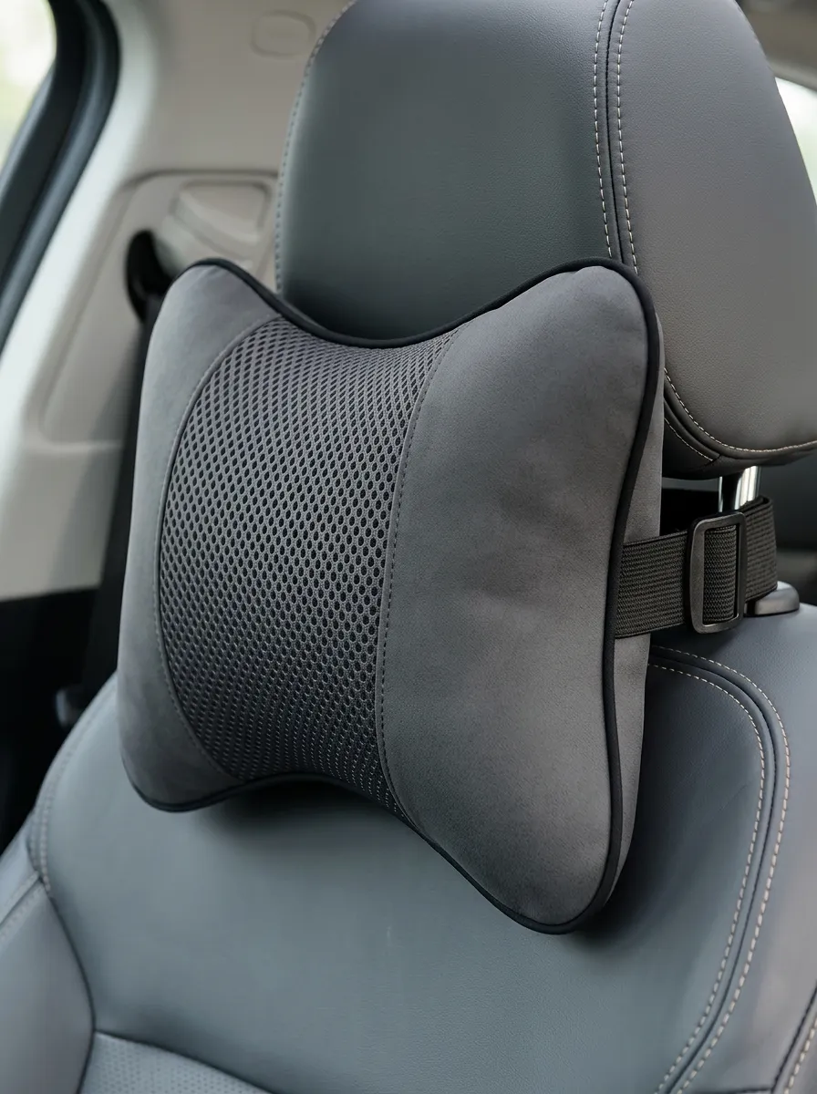 Layered Mesh Suede Ergonomic Neck Support Cushion