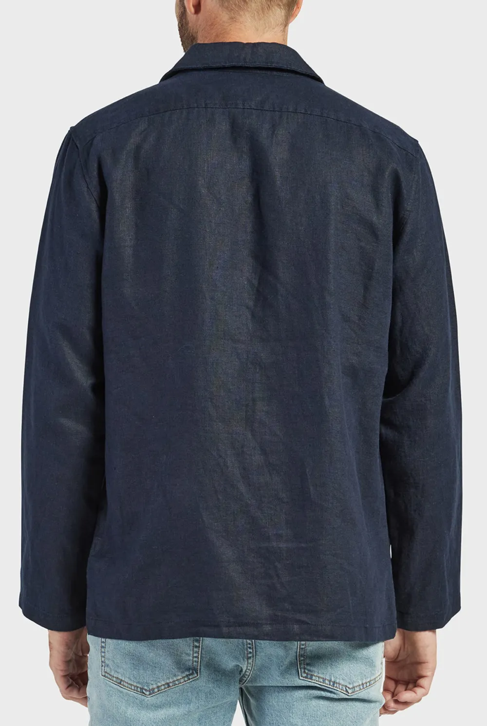 Casual Linen Overshirt- Navy