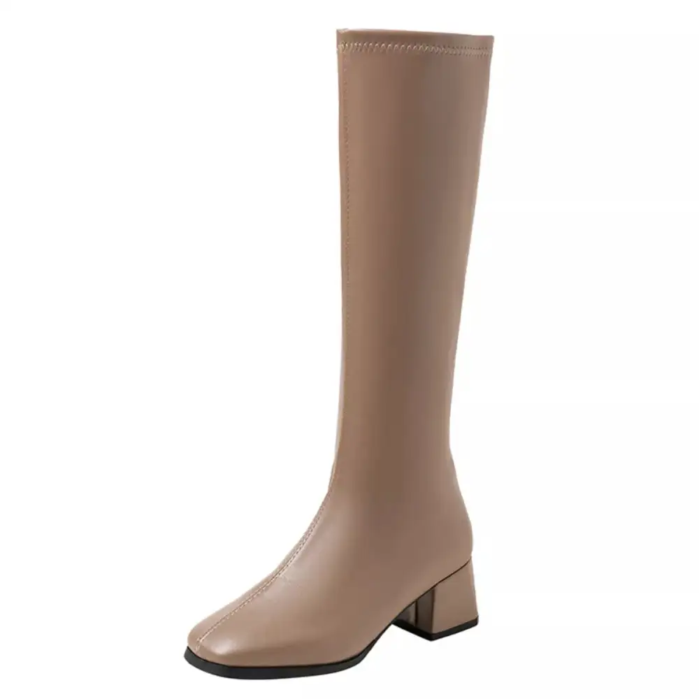 Classic Square Toe Block Heels Boots