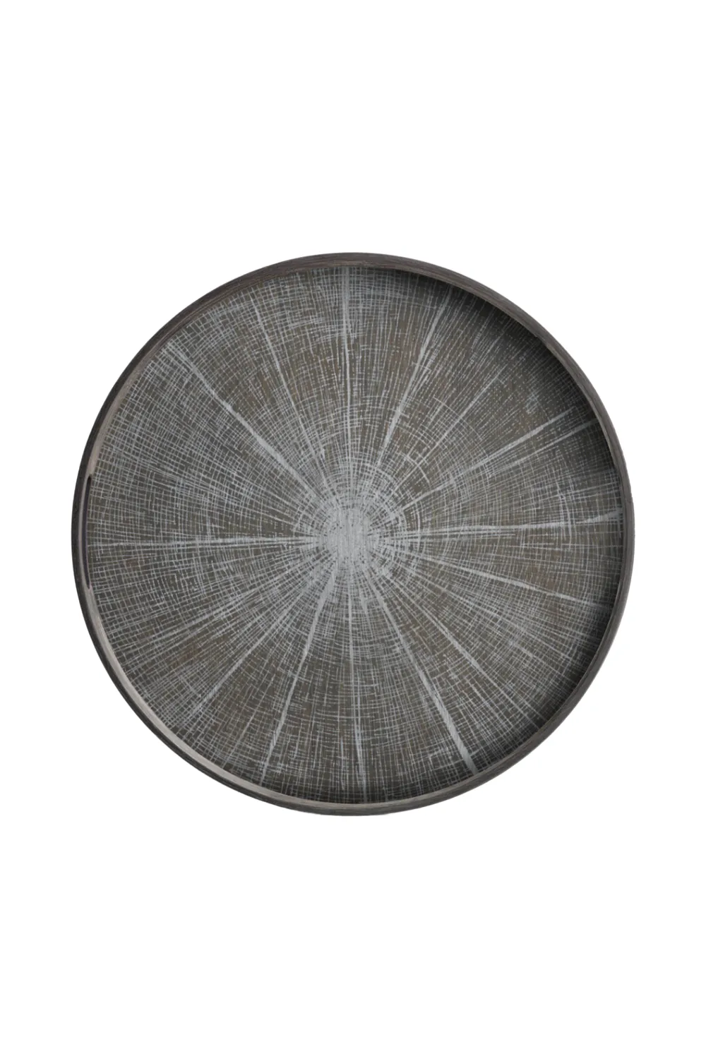 Round Hand-Painted Wood Tray
