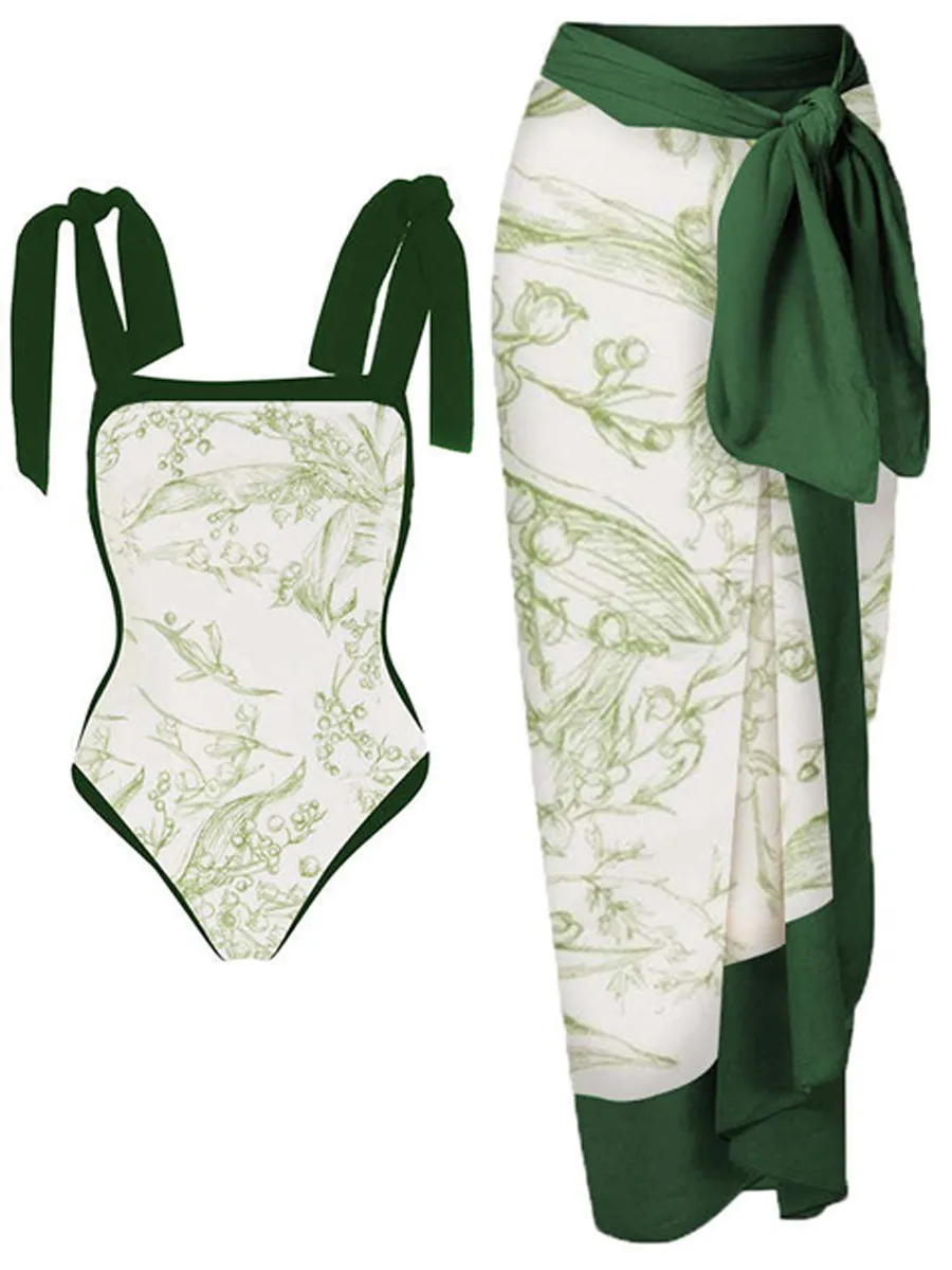 Natalie Chiffon Printed Swimsuit Set