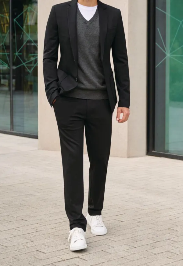 Men's Jersey Stretch Tailored Fit Narrow Leg Trousers