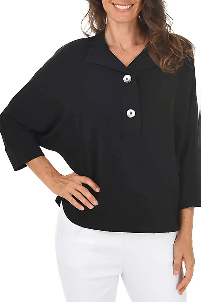 Solid Dolman Sleeve Crinkle Blouse