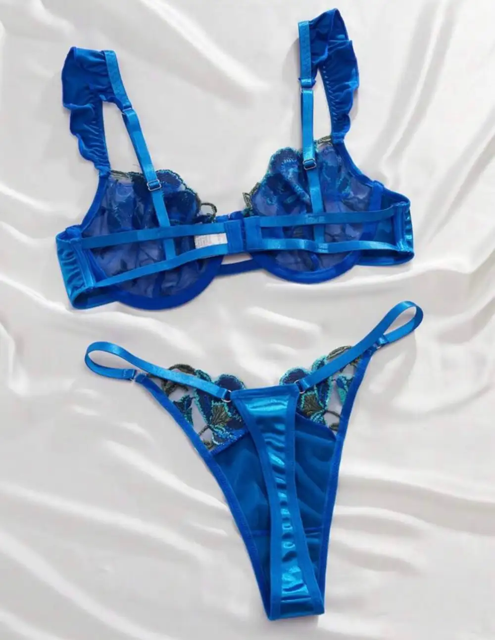 Graceful Floral Embroidered Lingerie Set