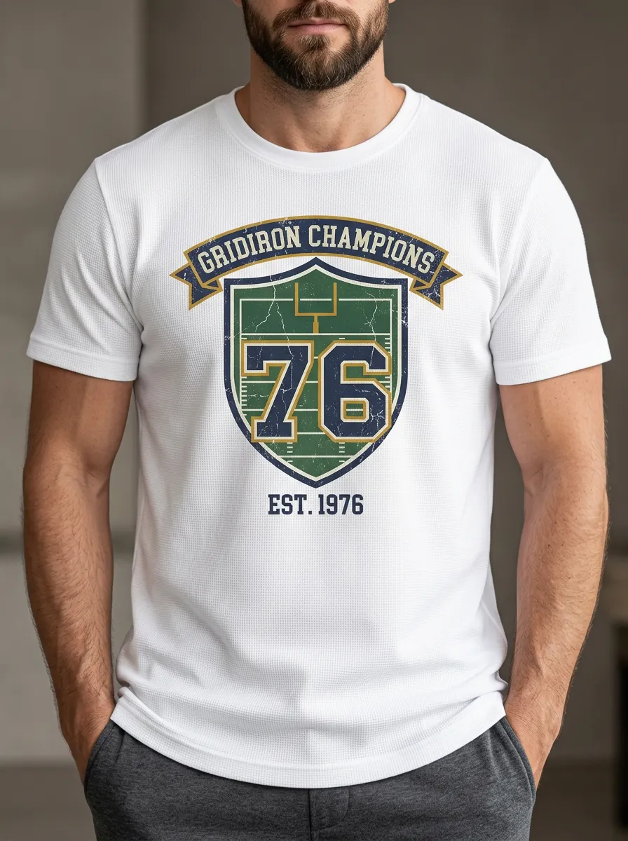 Men's Dynamic Football Gridiron Ball Crew Neck Graphic T-Shirt