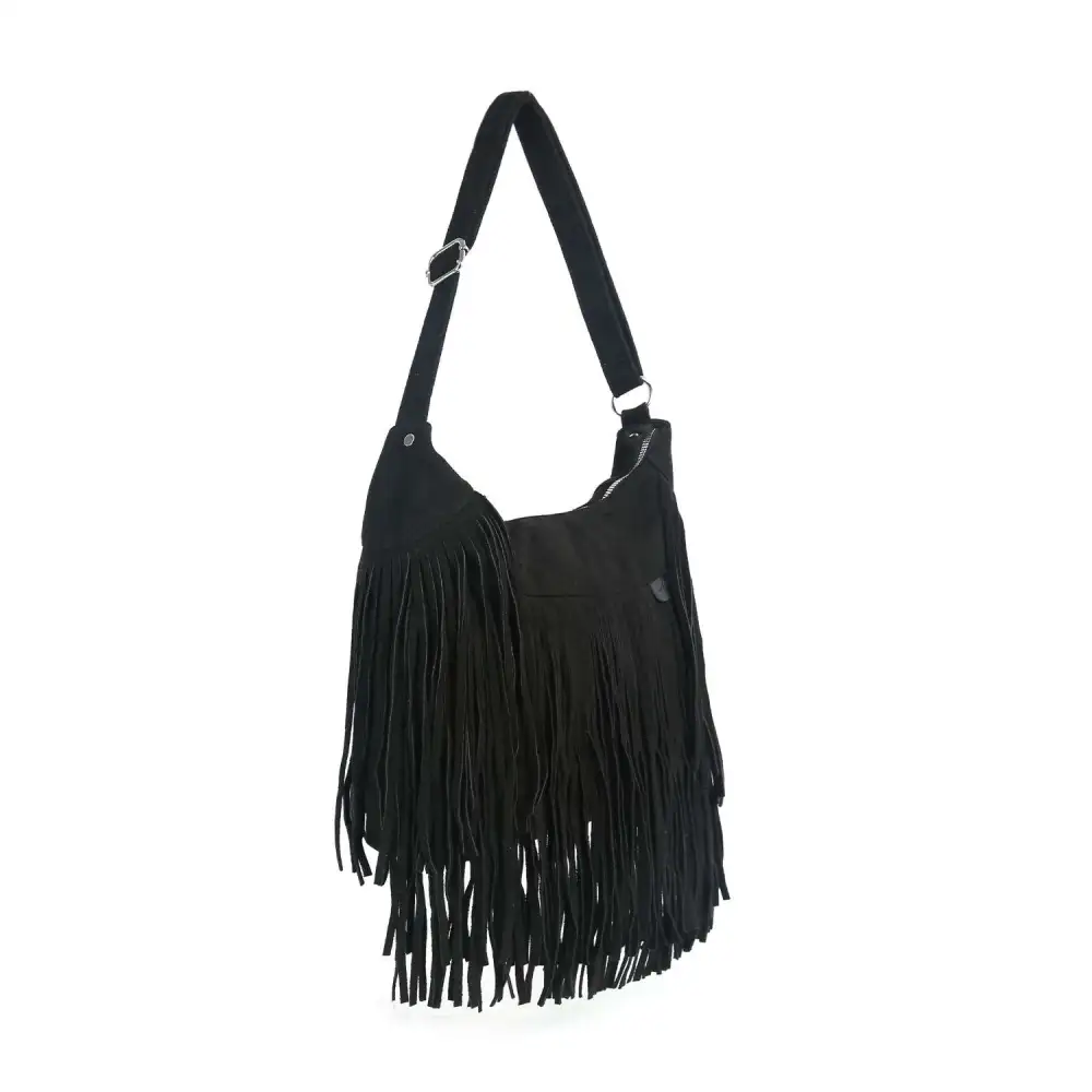 Relaxed Detail Fringed Pocketed Faux Leather Hobo Shoulder Bag