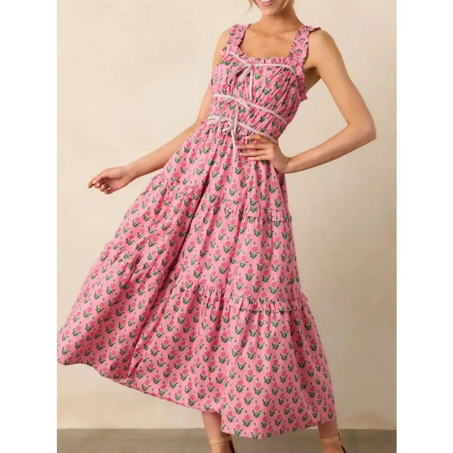 Ruffled Midi Dress with Pockets