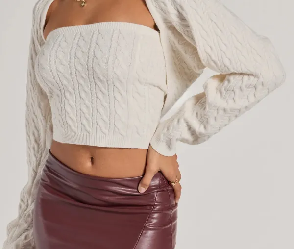 Ivory Cable Knit Long-Sleeve Top