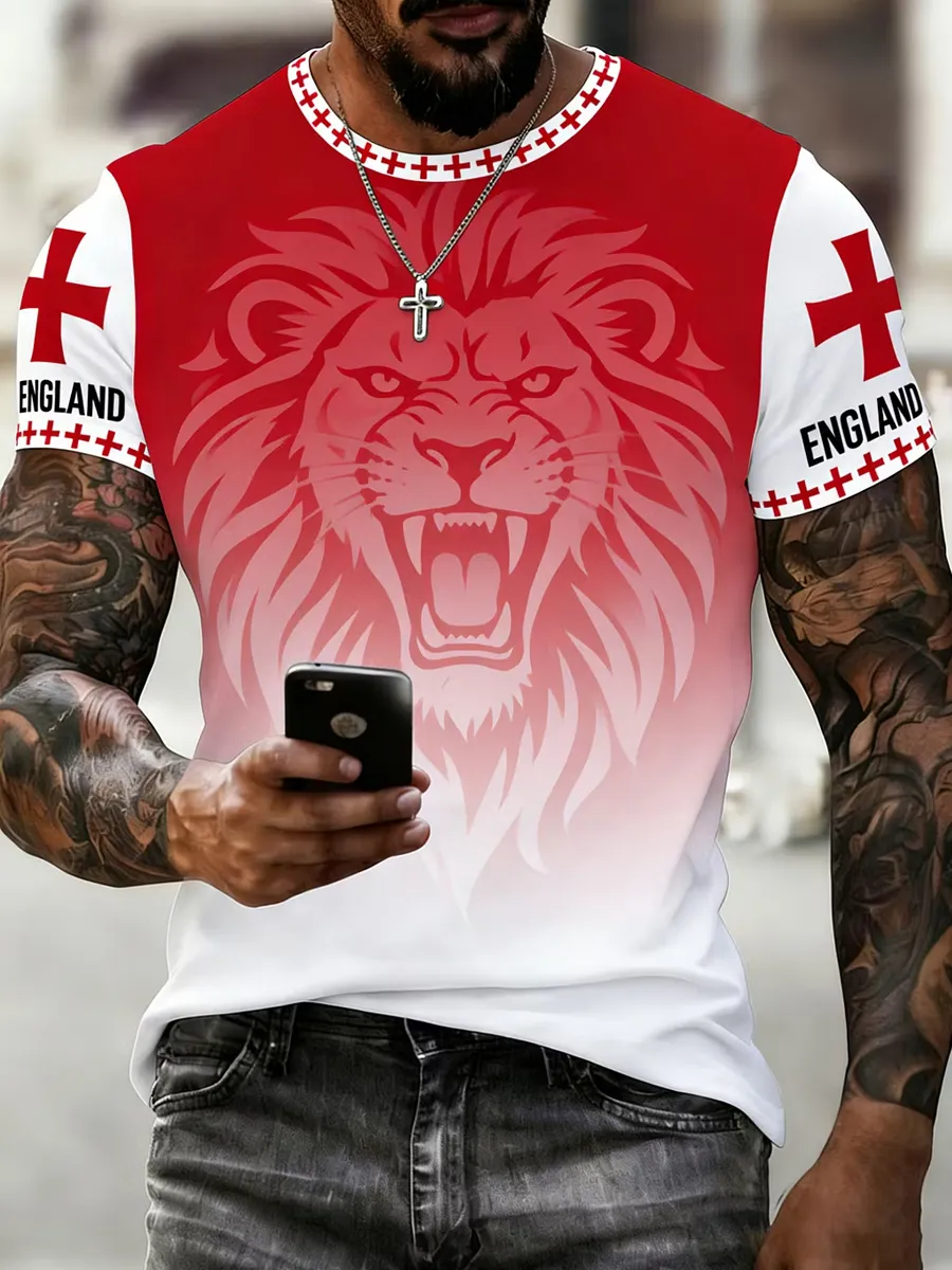 Men'S British Football Art Print Fan Support T-Shirt