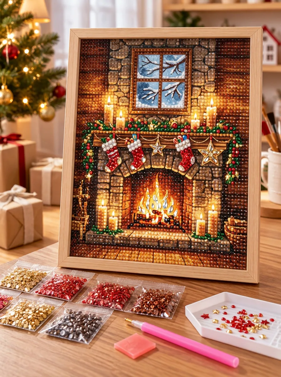 Classic Fireplace Stockings Christmas DIY Diamond Painting Kit