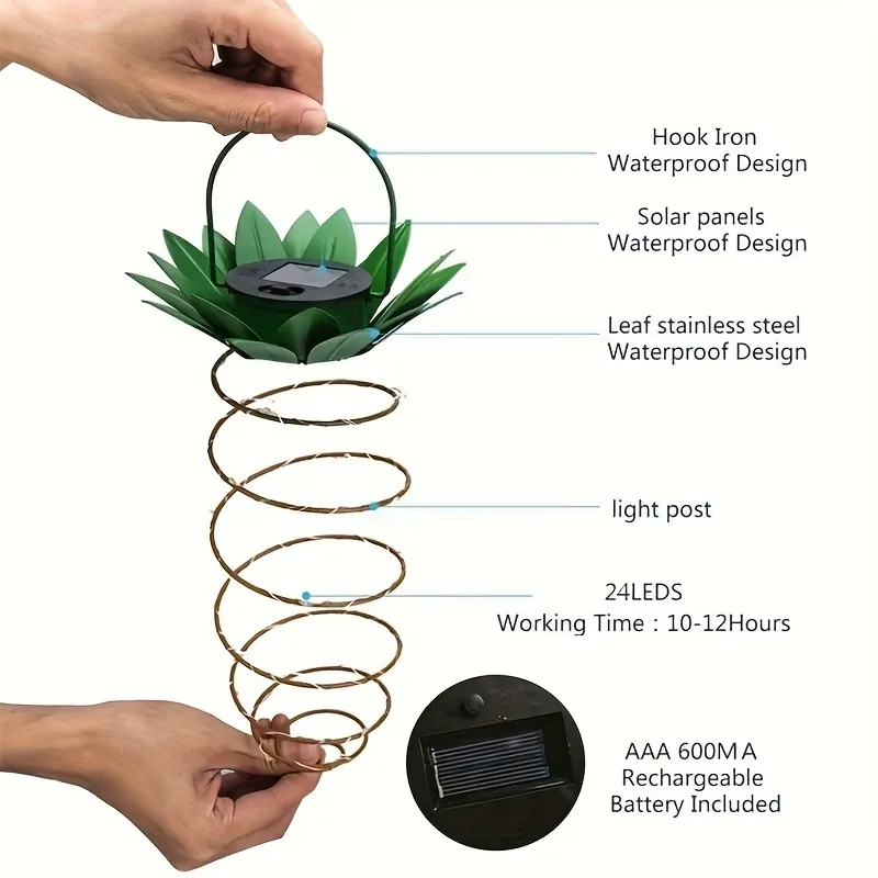 1 Pcs Hanging Solar Pineapple Light