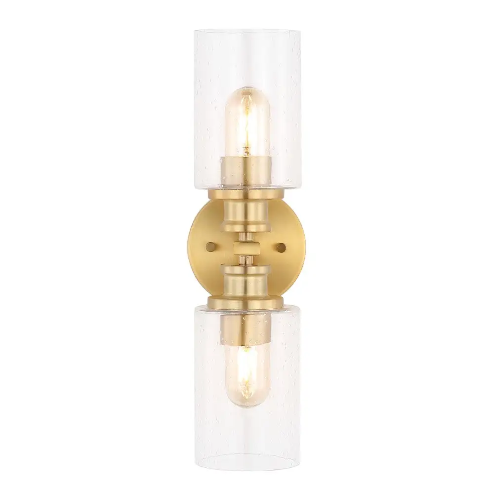 Cylinder Dual-Light Iron/seeded Glass Farmhouse Contemporary LED Wall Sconce