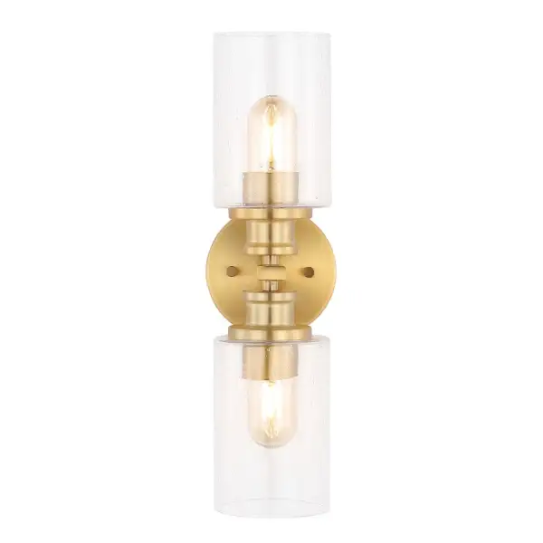 Cylinder Dual-Light Iron/seeded Glass Farmhouse Contemporary LED Wall Sconce