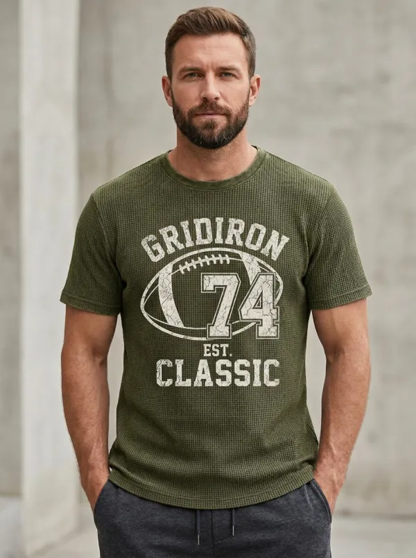 Men's Everyday Football Gridiron Ball Crew Neck Graphic T-Shirt