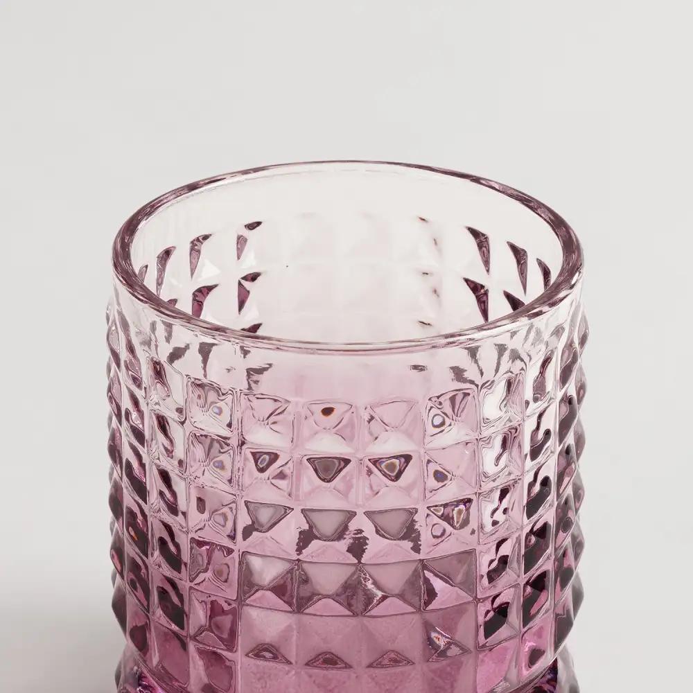 Pink Ribbed Whiskey Glass Set