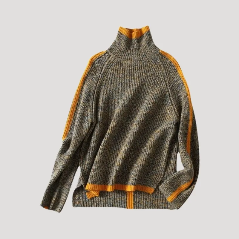 Spring Ribbed Turtleneck Knit Sweater
