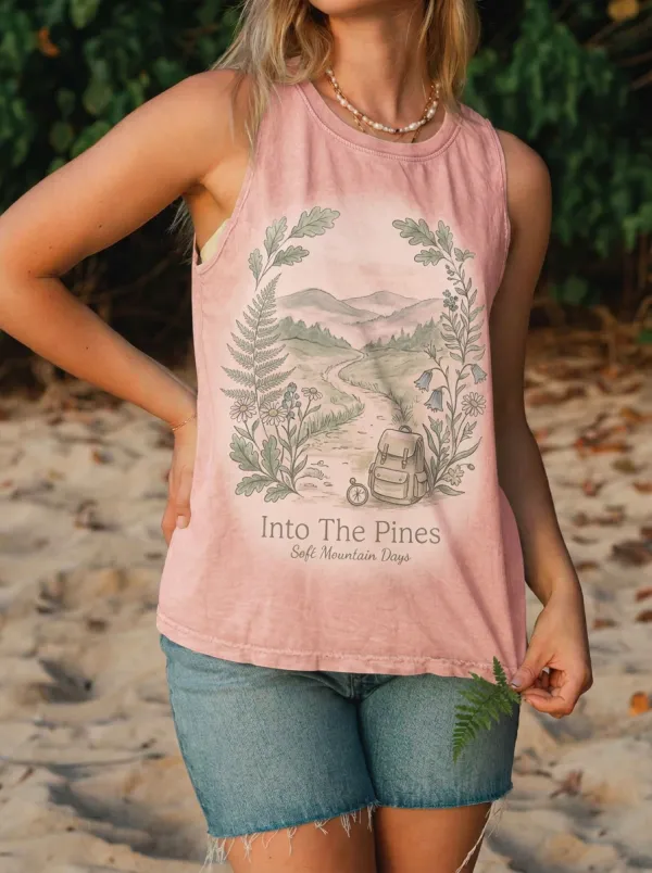 Women's Nature Hiking Lover Mountain Forest Printed Tank Top