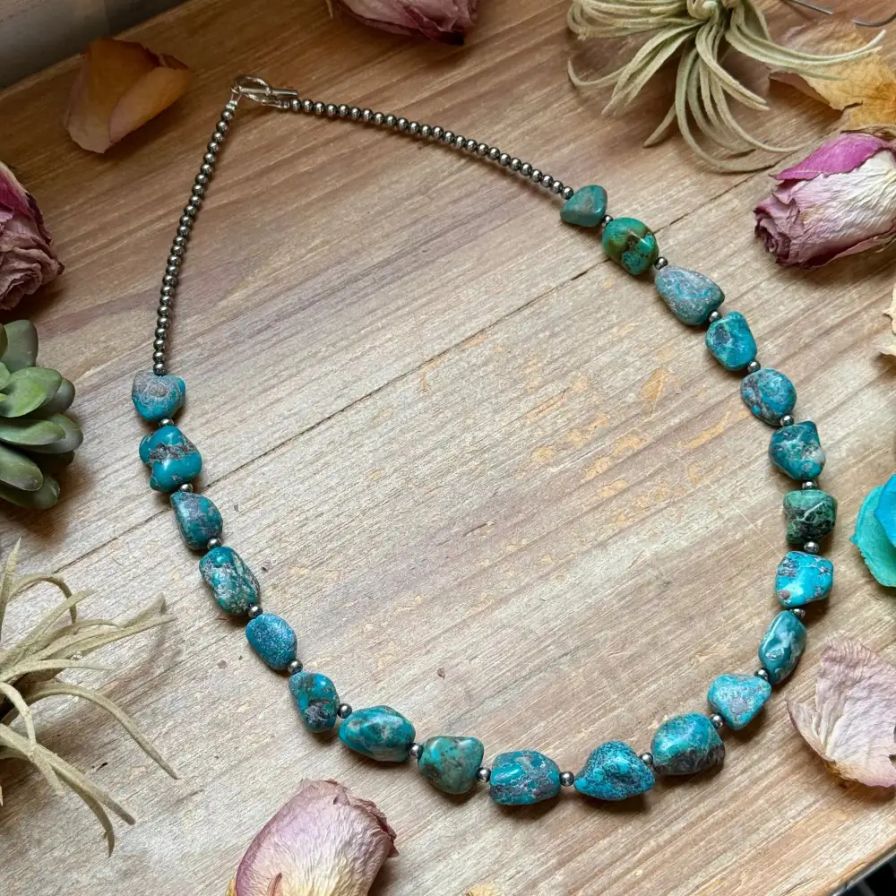 Beaded Statement Layered Turquoise Sterling Silver Necklace