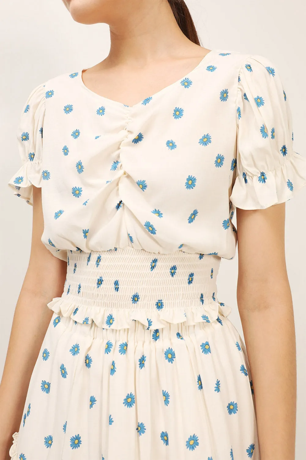 Printed Smocked Top