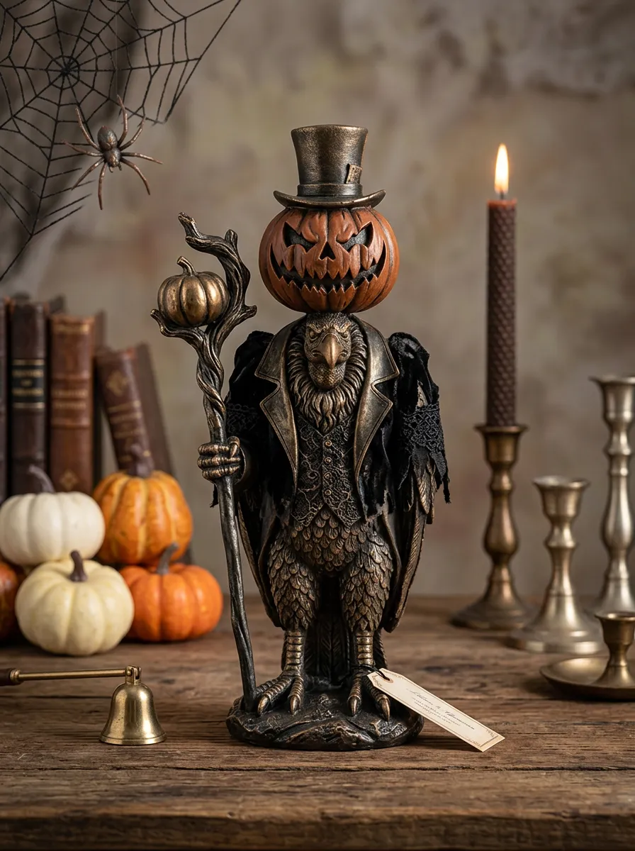 Halloween Pumpkin Head Raven Tabletop Ornament
